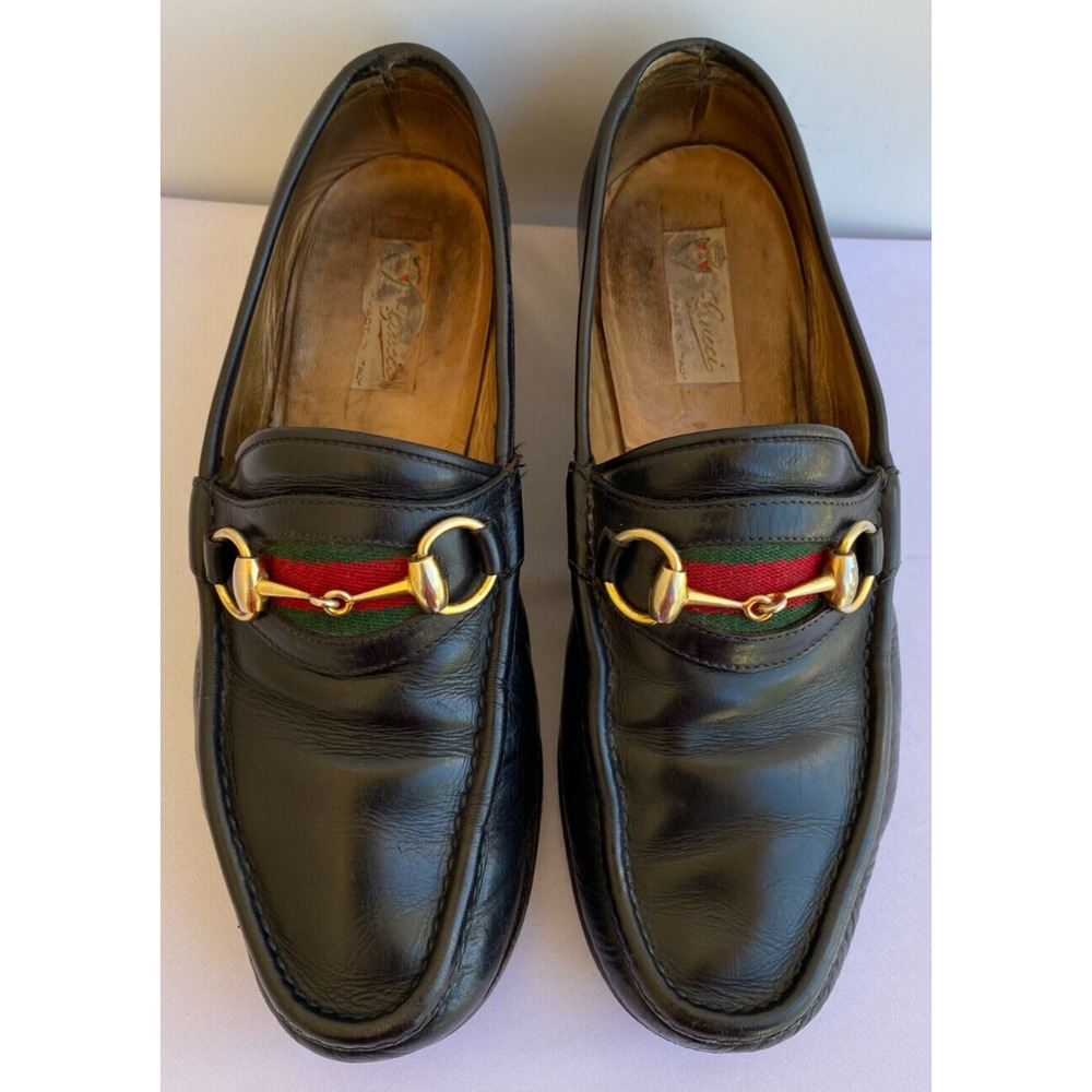 Rare Vintage GUCCI HORSE BIT LOAFER SHOES BLACK ITALY 42 US 9 - Picture 7 of 11
